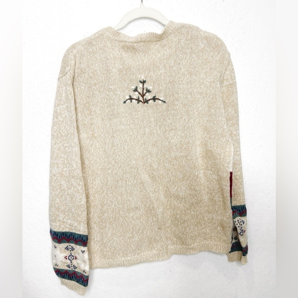 Vintage NorthCrest Thematic Holdiay Sweater Cabin Wreath Reindeer Snow Wreath - Picture 2 of 11